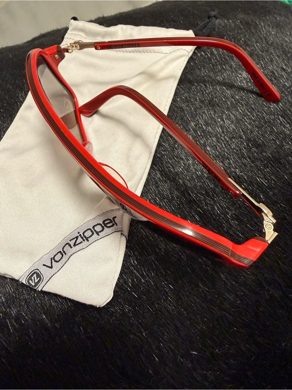 Vintage Von Zipper Rare Red Oversized Shield Sunglasses